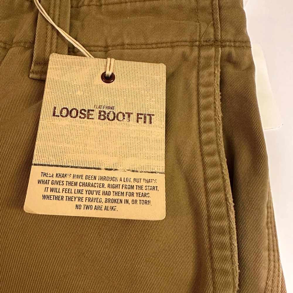 Mens  34X30 Gap Khakis Y2K  Loose Boot Fit Industrial Standard NWT Distressed - Picture 8 of 9